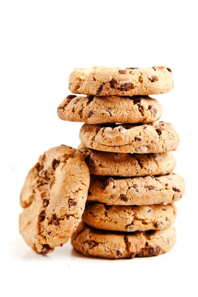 Biscotti con gocce di cioccolato, su sfondo bianco — Foto Stock