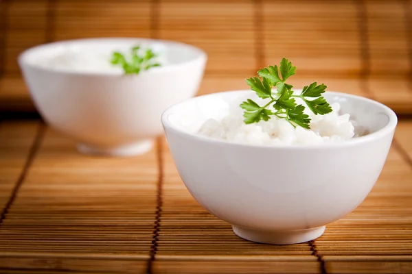 Stock image White steamed rice in a white bowl