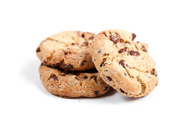 巧克力芯片的 cookie，在白色背景上 — 图库照片