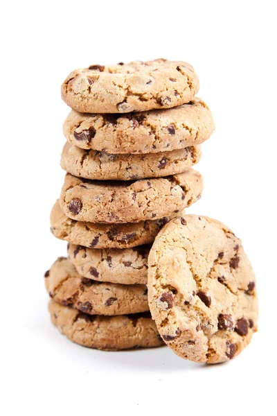 Biscotti con gocce di cioccolato, su sfondo bianco — Foto Stock