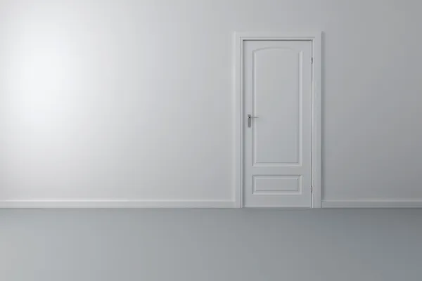 3D wnętrz i białe drzwi i ściany — Zdjęcie stockowe