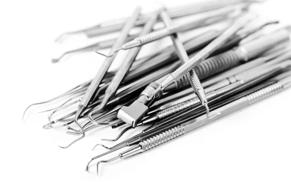 Χάλυβα ιατρικά μηχανήματα - εργαλεία για τα δόντια, οδοντιατρική περίθαλψη — Φωτογραφία Αρχείου