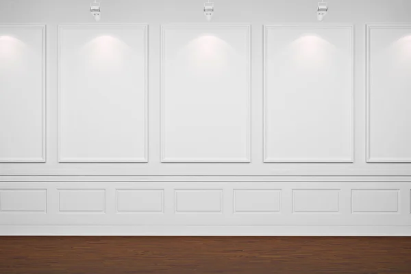 3d пустые рамки на белых стенах — стоковое фото
