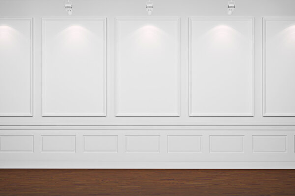 3d blank frames on white walls