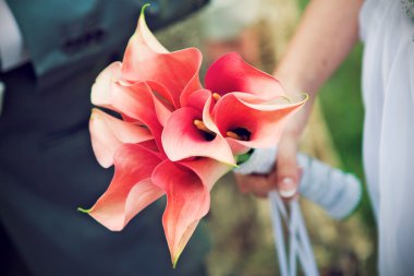 Bridal bouquet in the hands of the bride clipart