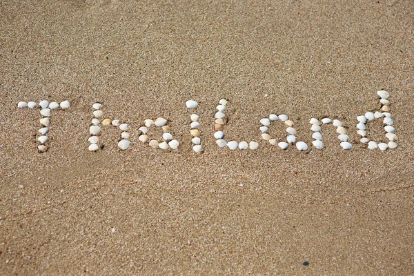 Tailândia escrito na areia — Fotografia de Stock