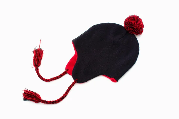 Chapeau d'hiver noir et rouge — Photo