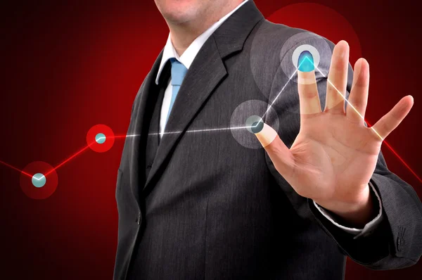 ビジネスマン タッチ スクリーンのボタン Copyspace — ストック写真