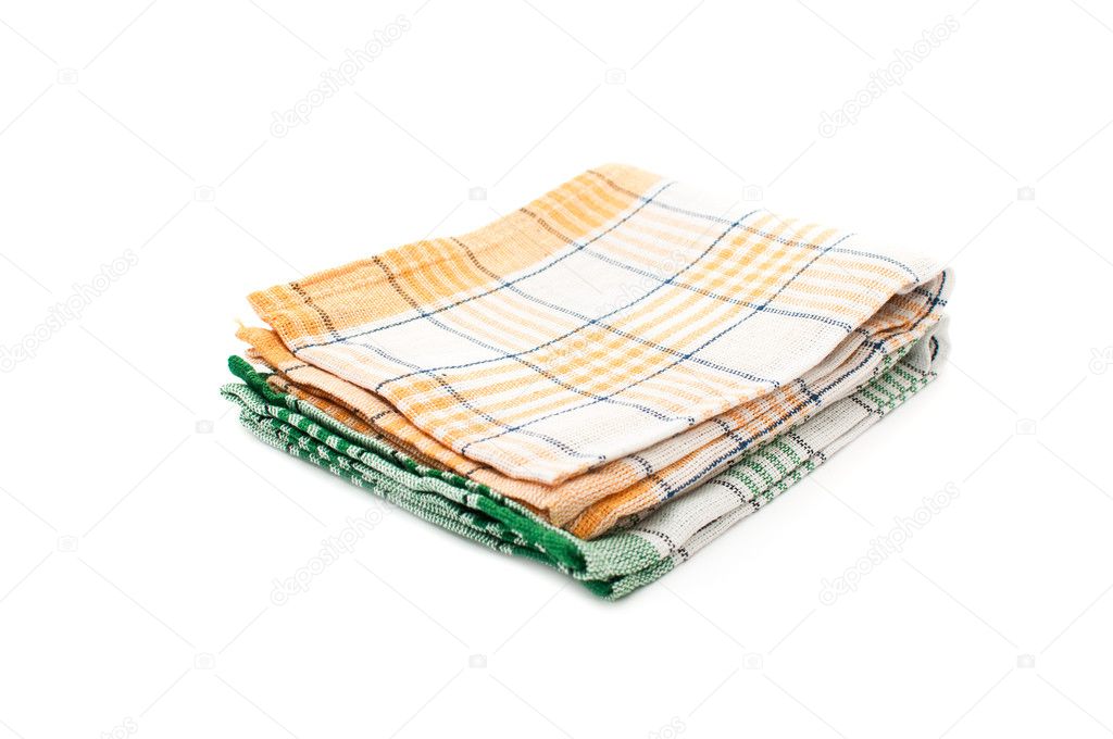 Kitchen rag, a dish towel isolated on white background