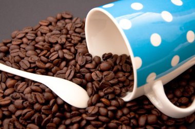 Beautiful brown coffee beans, close up image clipart