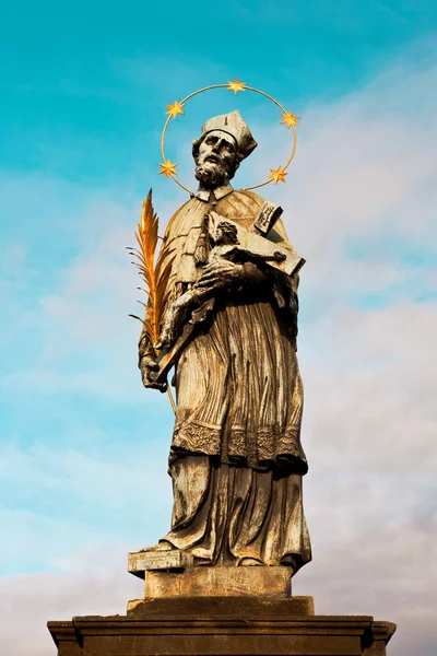 Berömda Statyn Kung Karls Bron Prag Den Tjeckiska Huvudstaden — Stockfoto