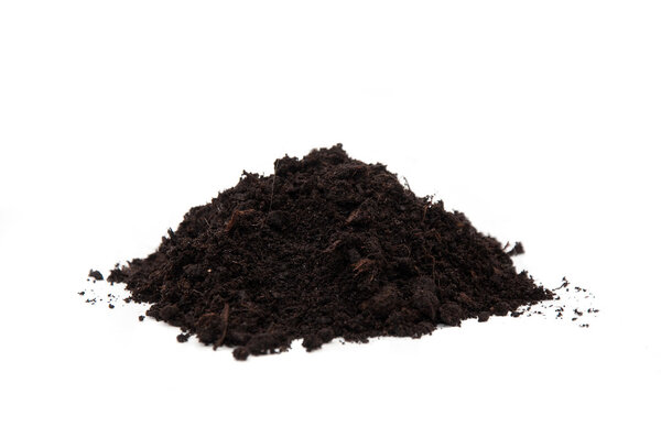 Soil over a white background