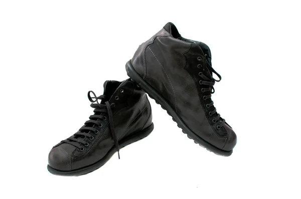 Black Leather Boots Image Taken White Background — Stock Photo, Image