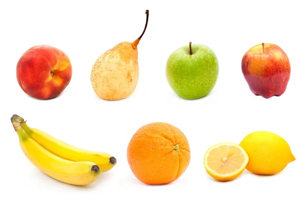 Collection Various Juicy Fruit White Background — Stock Photo, Image