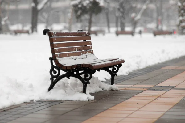 Bench in snow — Stock Photo, Image