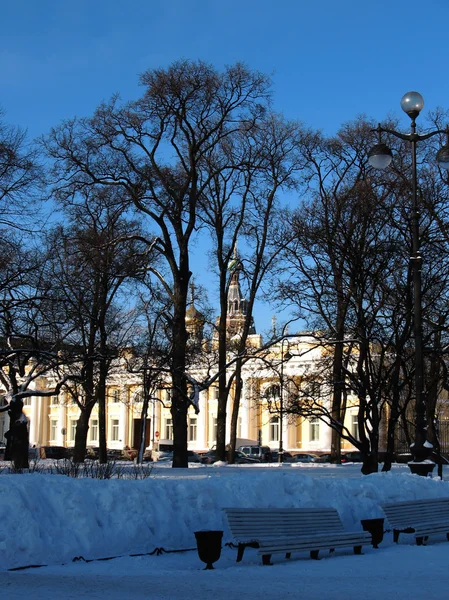 艺术广场、 圣彼得斯堡。俄罗斯博物馆和圆顶的视图 — 图库照片