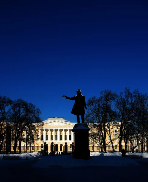 A.普希金艺术广场、 圣彼得斯堡的纪念碑. — 图库照片