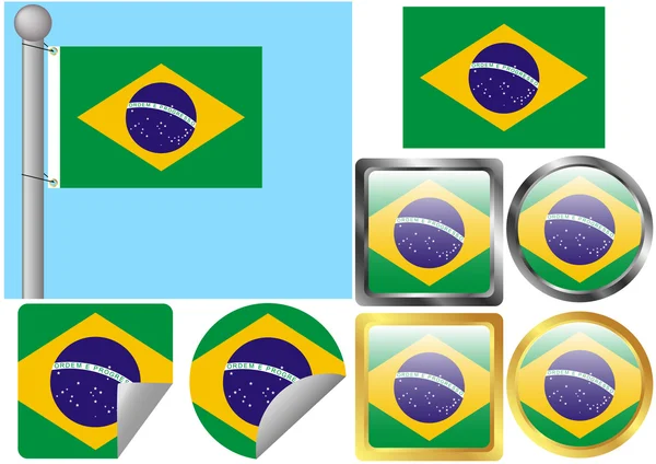 Bandeira Set Brasil — Vetor de Stock