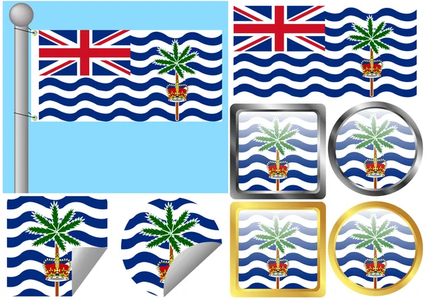 Conjunto de Bandeiras Território Britânico do Oceano Índico — Vetor de Stock