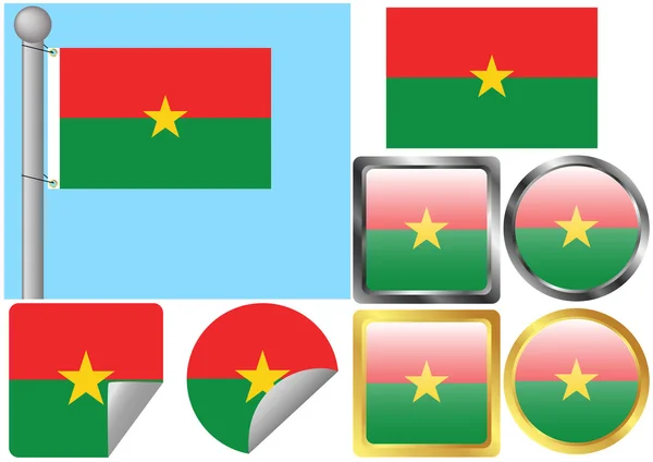 Flag Set Burkina Faso — Stock Vector