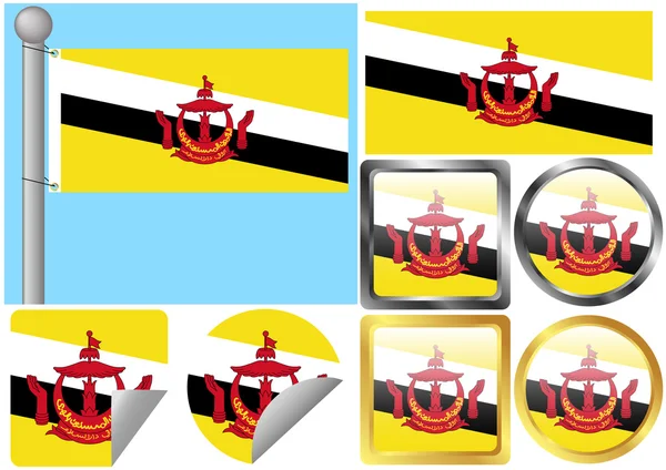 Set Bandera Brunei — Vector de stock