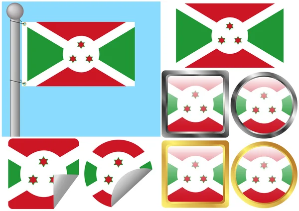 Juego de banderas Burundi — Archivo Imágenes Vectoriales
