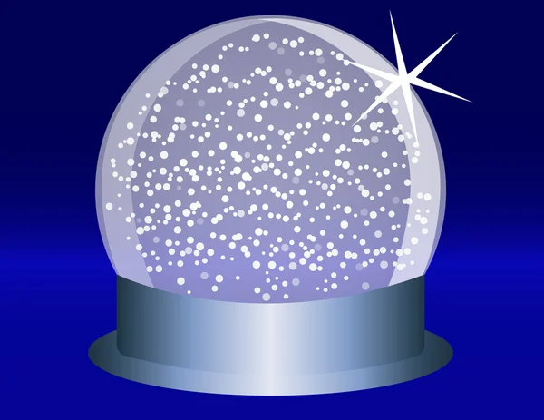 Boule de neige sur une base en acier bleu avec neige tombante — Image vectorielle