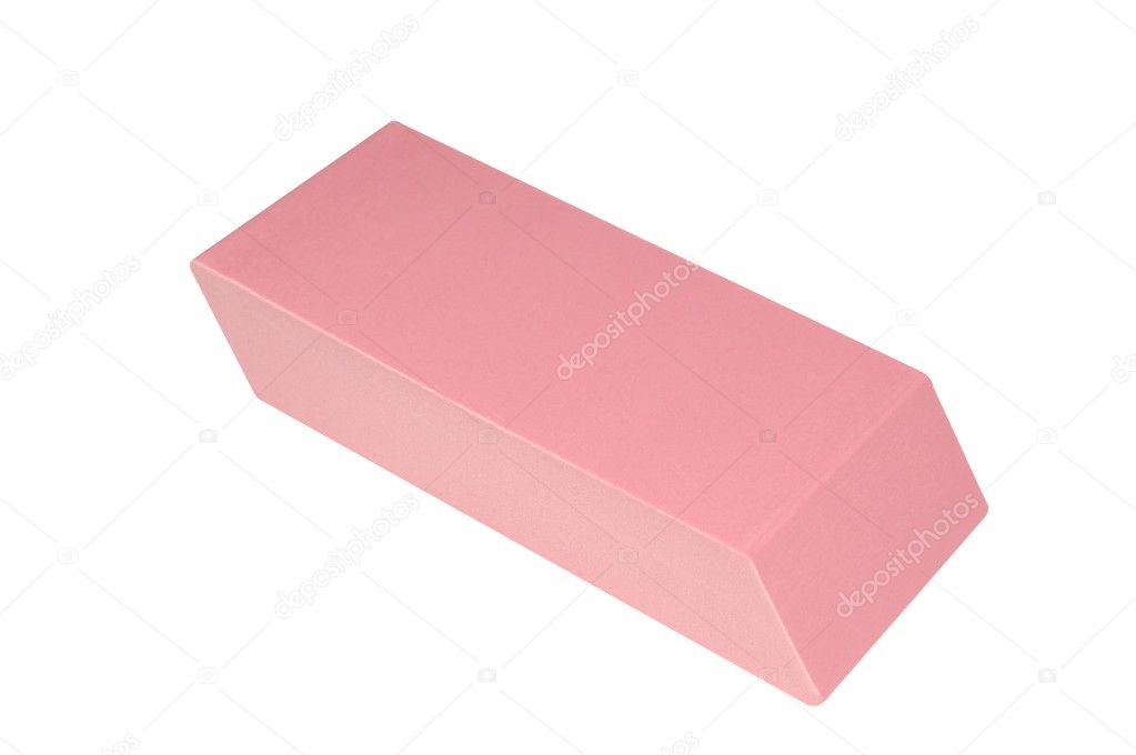 Pink Eraser Isolated on White