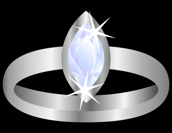 Diamond Ring Isolated on Black — 图库矢量图片