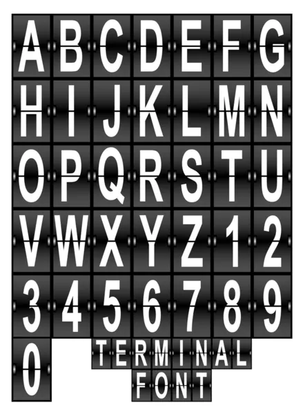 Набор шрифтов для отображения терминалов аэропорта — стоковый вектор