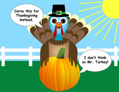 Thanksgiving Turkey and Pumpkin Cartoon clipart