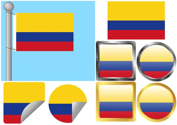 stock vector Flag Set Colombia