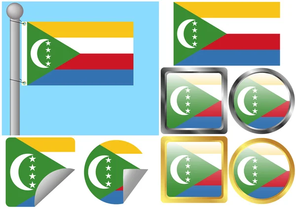 Flag Set Comoros — Stock Vector