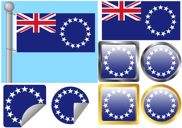 Bandeira Set Ilhas Cook — Vetor de Stock
