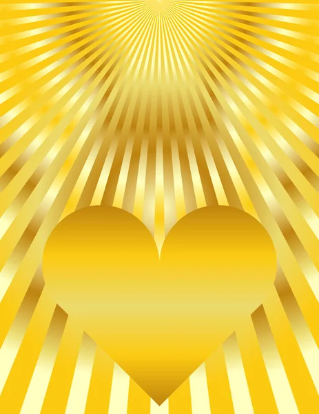 Abstrato coração dourado Sunburst fundo —  Vetores de Stock