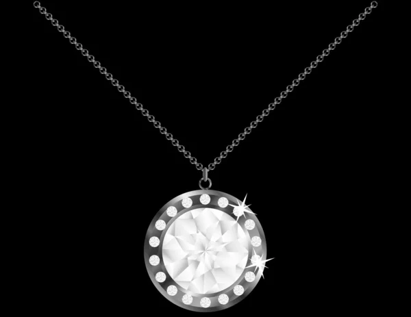 Round Diamond Necklace — Stock Vector