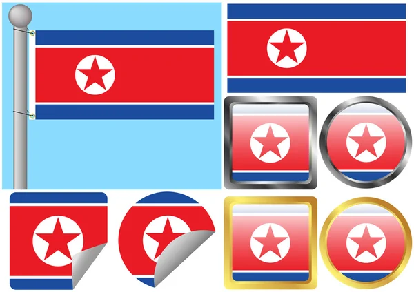 Встановити Прапор Північної Кореї — стоковий вектор