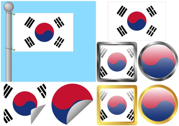 Flagge Südkorea gesetzt — Stockvektor