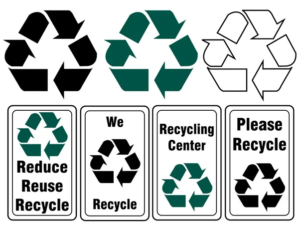 Recycling-Bilder und -Schilder — Stockvektor