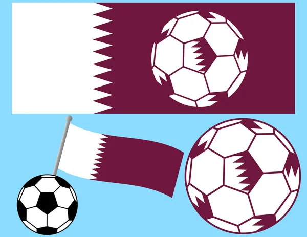 Futebol Futebol com Bandeira do Qatar — Vetor de Stock