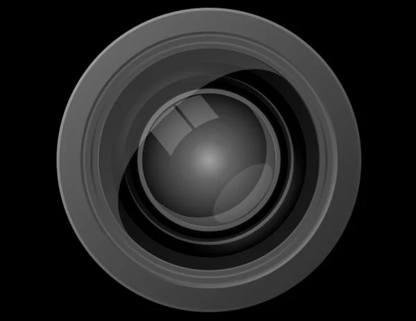 Vista frontale ravvicinata di una lente fotografica — Vettoriale Stock