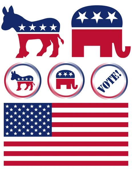 Uppsättning USA politiskt parti symboler — Stock vektor