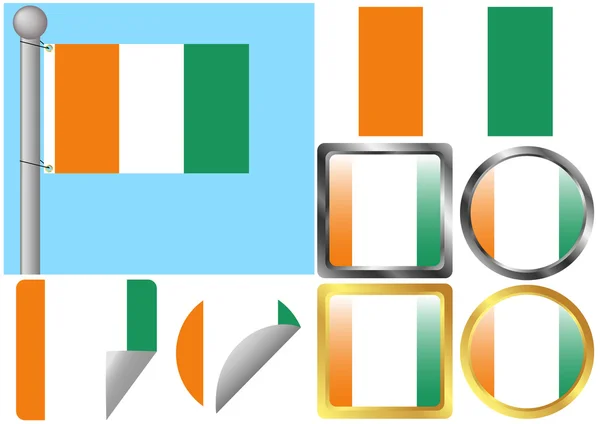 Bandeira Set Cote d 'Ivoire —  Vetores de Stock