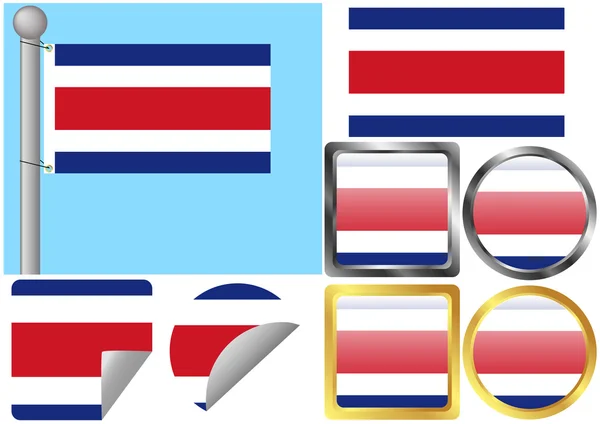 Juego de Banderas Costa Rica — Vector de stock