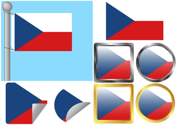 Ustawiona Flaga Republiki Czeskiej — Wektor stockowy