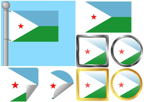 Flag Set Djibouti — Stock Vector