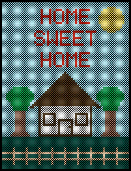 stock vector Home Sweet Home Cross Stitch Background