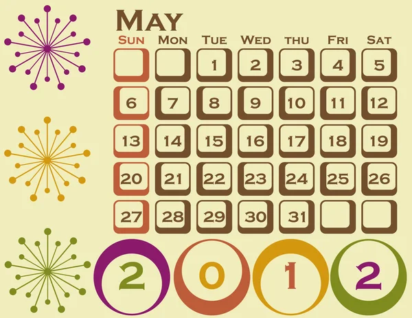 2012 retro stijl kalender instellen 1 mei — Stockvector