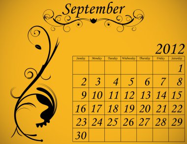 2012 Calendar Set 2 Decorative Flourish September clipart