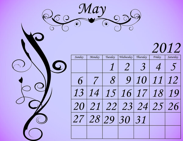 2012 Calendar Set 2 Decorative Flourish May